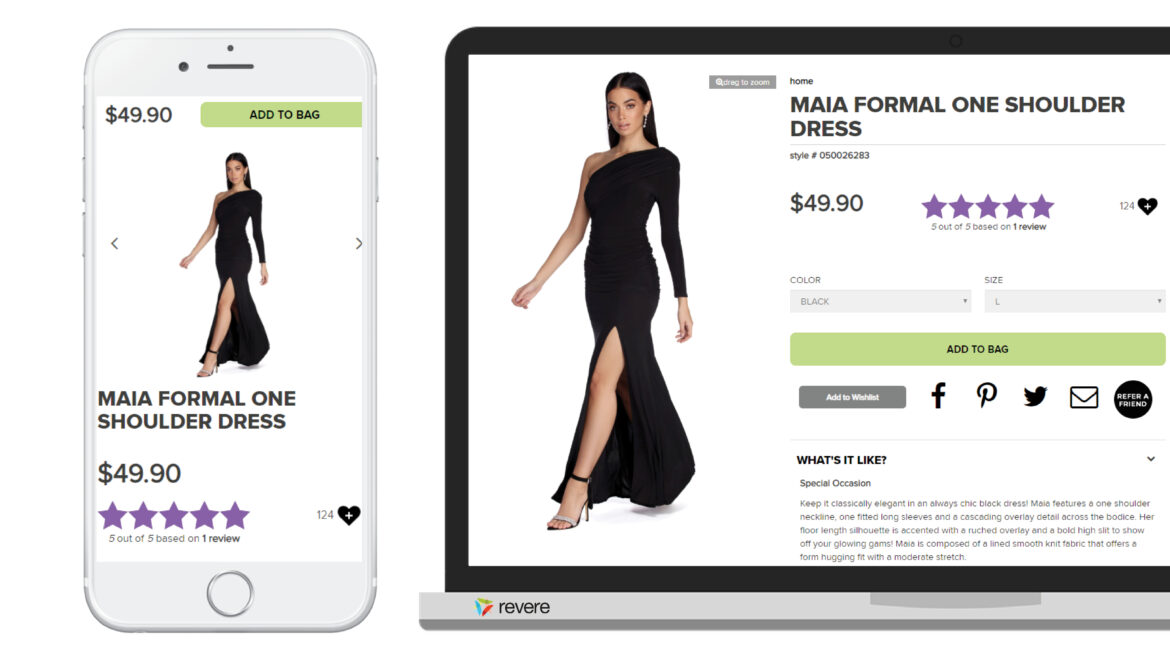 Fast fashion retailer's eCommerce site, featuring ratings and reviews.